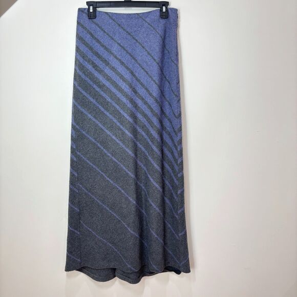 VTG Express Wool Blend Maxi Skirt Purple Gray Women 5/6 Striped Academia Y2K - Picture 1 of 7